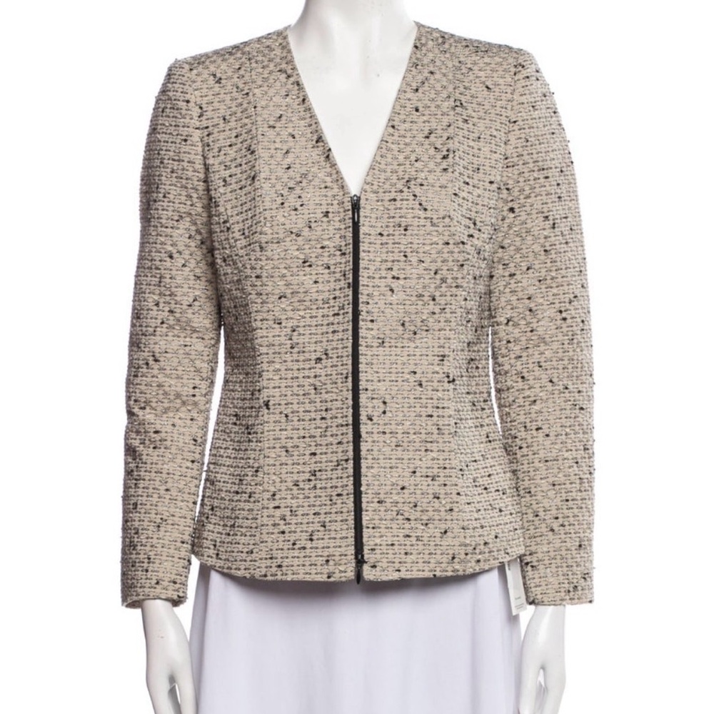 Lafayette 148 New York Women's Black and Cream Tweed Blazer